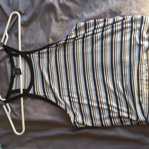 black white and light blue halter cropped tank top